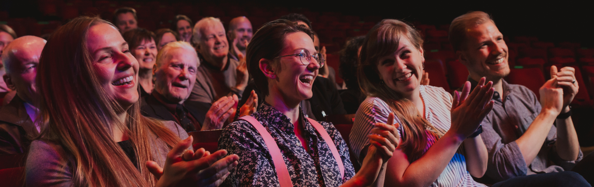 People in the audience cheering