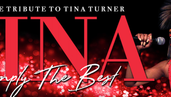 The words TINA Simply The Best, with a woman on the right singing into a microphone.