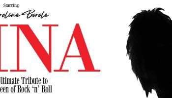 The word Tina in large red text over a white background with a silhouette of a singer on the right side of the image.