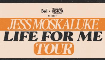 The words, 'Jess Moskaluke Life For Me Tour' over a pale peach background.