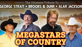 An image of four people with the words, 'Megastars of Country' below them in yellow lettering.
