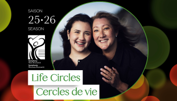 An image with two people centered. The words, Life Cycles in green lettering.