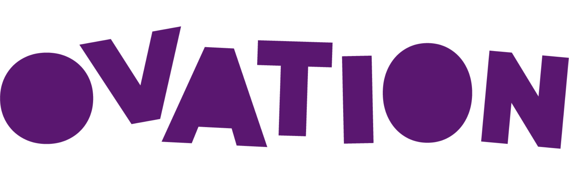 The word Ovation in stylized purple text with a white background.